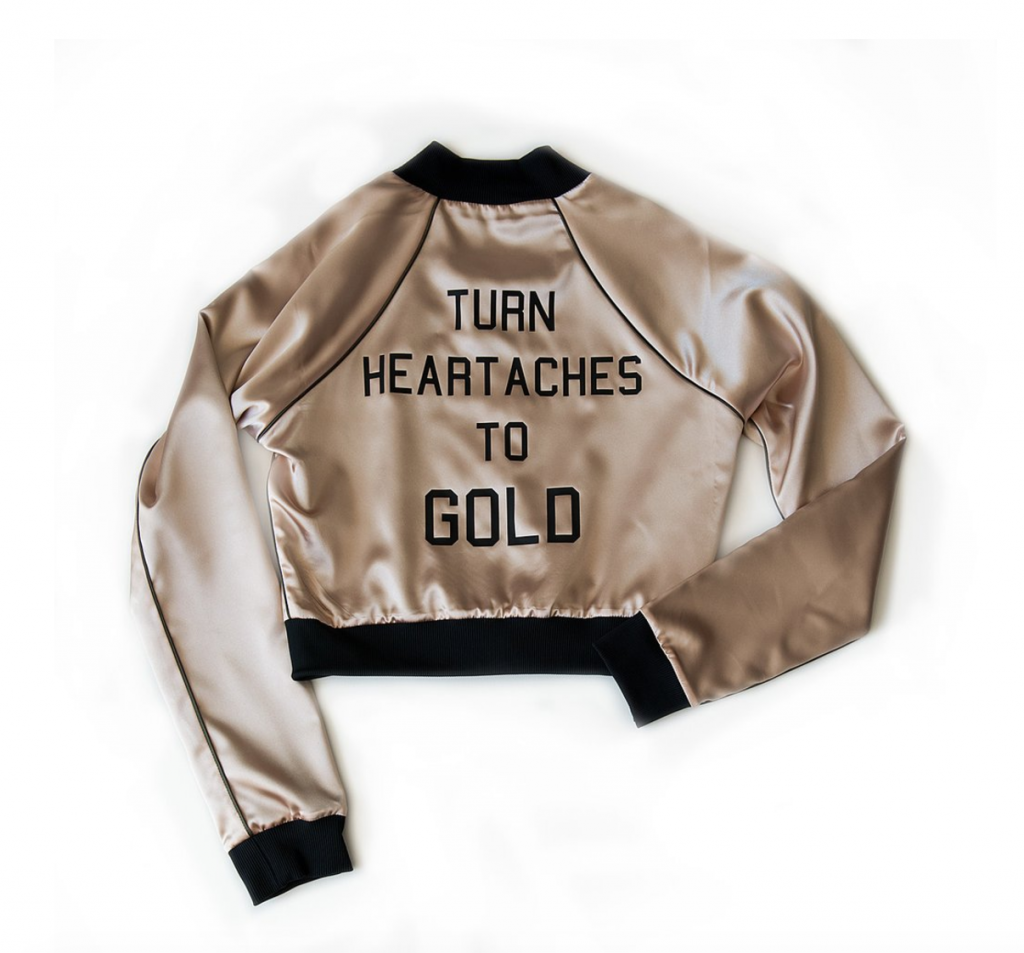 Parts + Labor HEARTACHES TO GOLD - CROPPED BOMBER