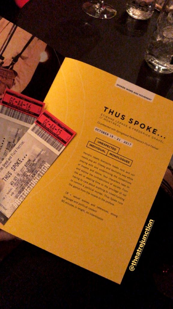 Thus Spoke Theatre Junction Grand tickets