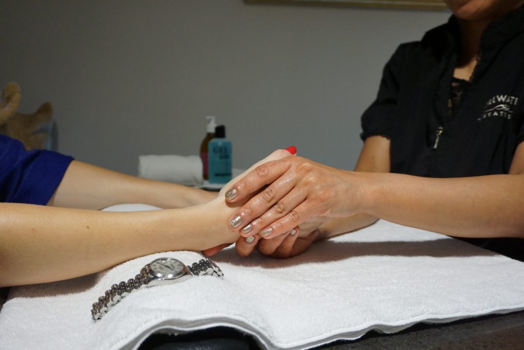 Hand Massage at stillwater spa at hyatt calgary