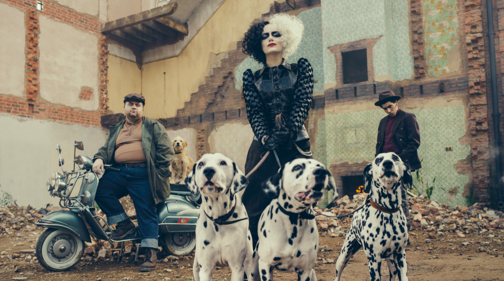 Cruella with dogs